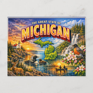  Michigan Greetings Postcard 