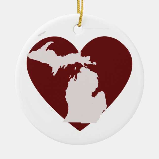 Michigan Heart Ceramic Ornament (Front)