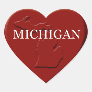 Michigan Heart Map Design Sticker