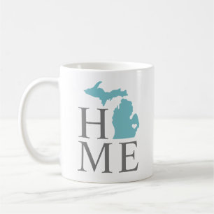 Michigan Home Aqua Blue State Heart Coffee Mug