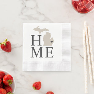 Michigan Home Beige and Grey Custom City Heart Napkin