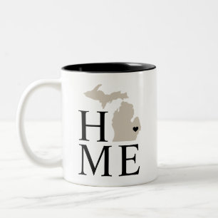 Michigan Home Beige and Grey Custom City Heart Two-Tone Coffee Mug