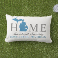 Michigan Home Blue State Grey Family Monogram