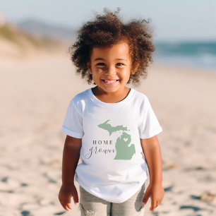 Michigan Home Grown   Editable Colours State Map Baby T-Shirt