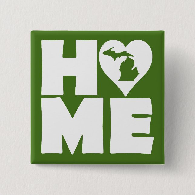 Michigan Home Heart State Button Badge Pin (Front)