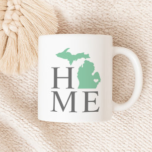 Michigan Home Mint Green State Heart Coffee Mug