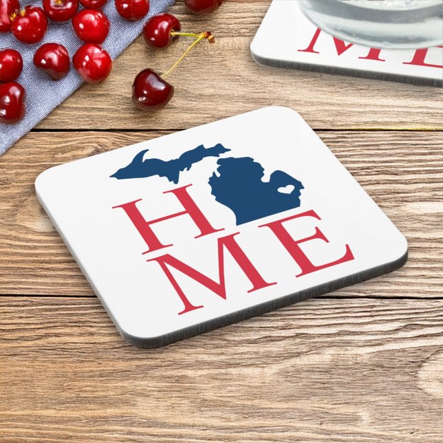 Michigan Home Red White Blue Custom City Heart Coaster (Creator Uploaded)