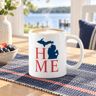Michigan Home Red White Blue State Heart Coffee Mug