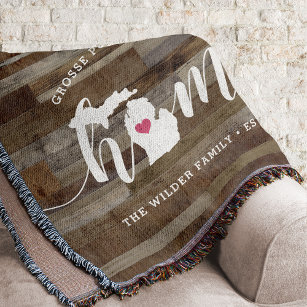 Michigan Home State Personalized Rustic Wood Look Throw Blanket