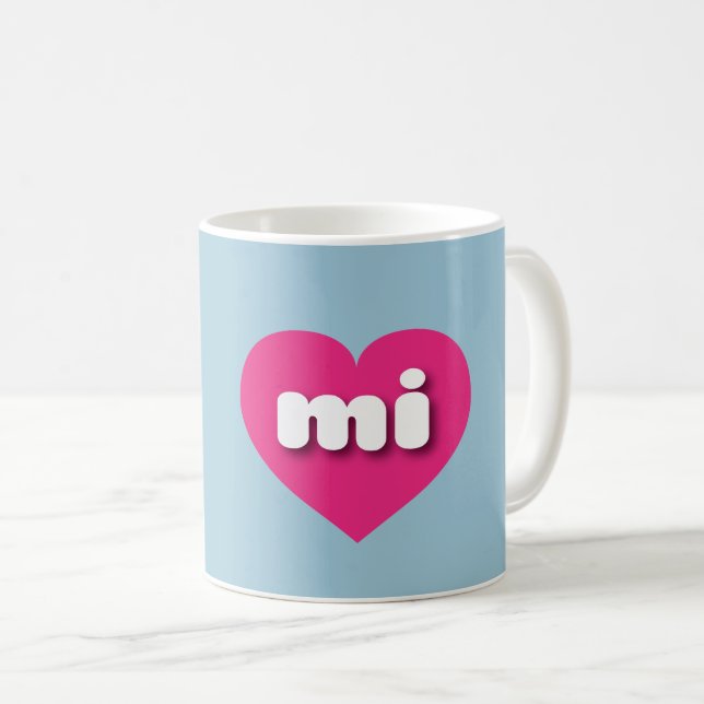 Michigan hot pink heart - I love mi Coffee Mug (Front Right)