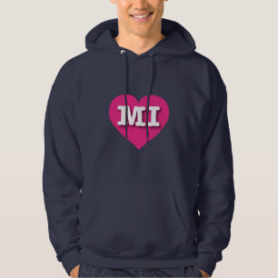 MIchigan Hot Pink Heart - I love MI Hoodie
