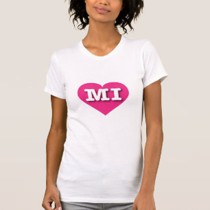 MIchigan Hot Pink Heart - I love MI T-Shirt