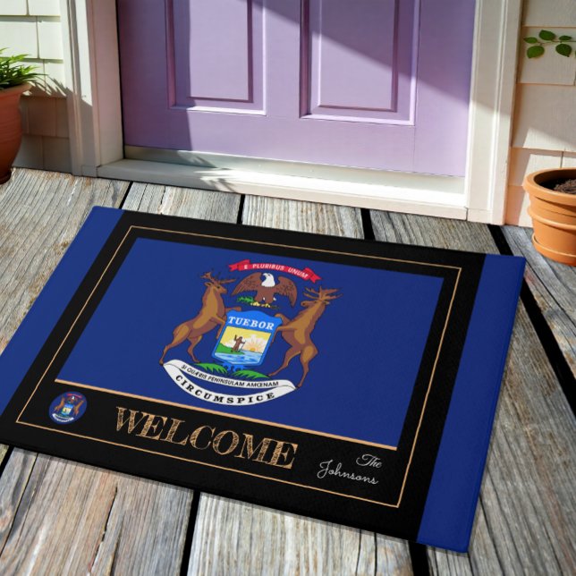 Michigan house mat, Michigan Flag blue / Welcome Doormat (Creator Uploaded)