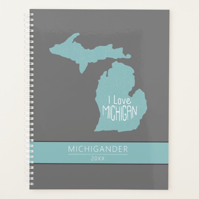 Michigan I Love Blue Grey Silhouette (Devant)