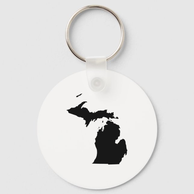 Michigan in Black and White Keychain (Front)