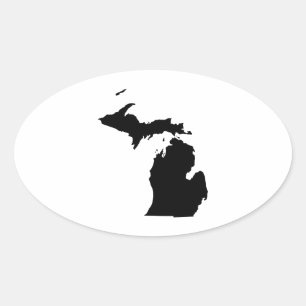 Michigan in Black and White Oval Sticker