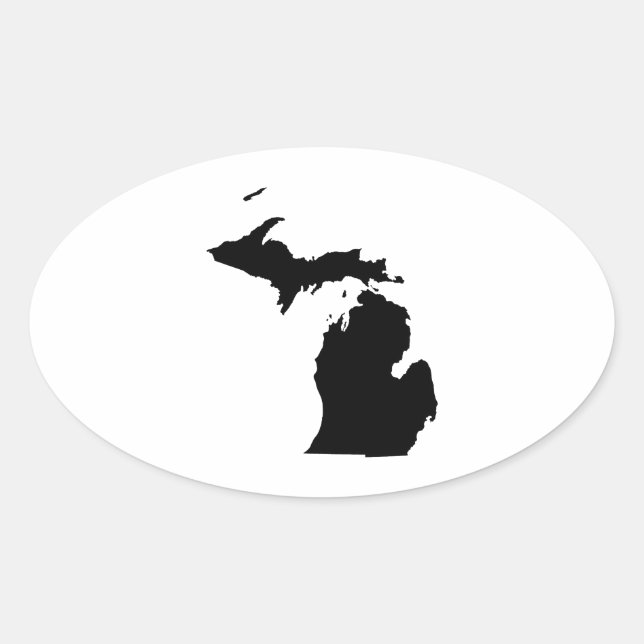 Michigan in Black and White Oval Sticker (Front)