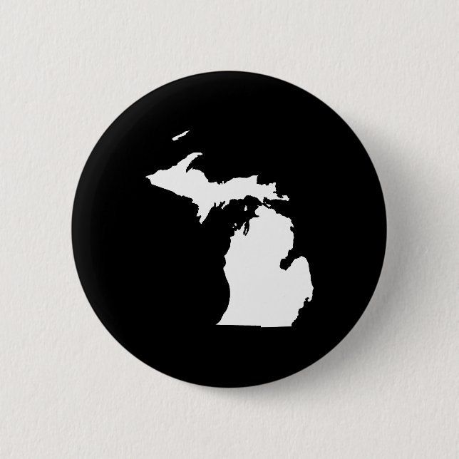 Michigan in White and Black 2 Inch Round Button (Front)