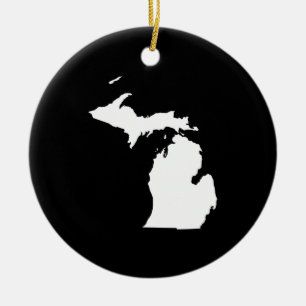 Michigan in White and Black Ceramic Ornament