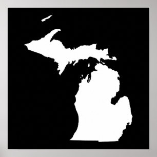 Michigan in White and Black Poster