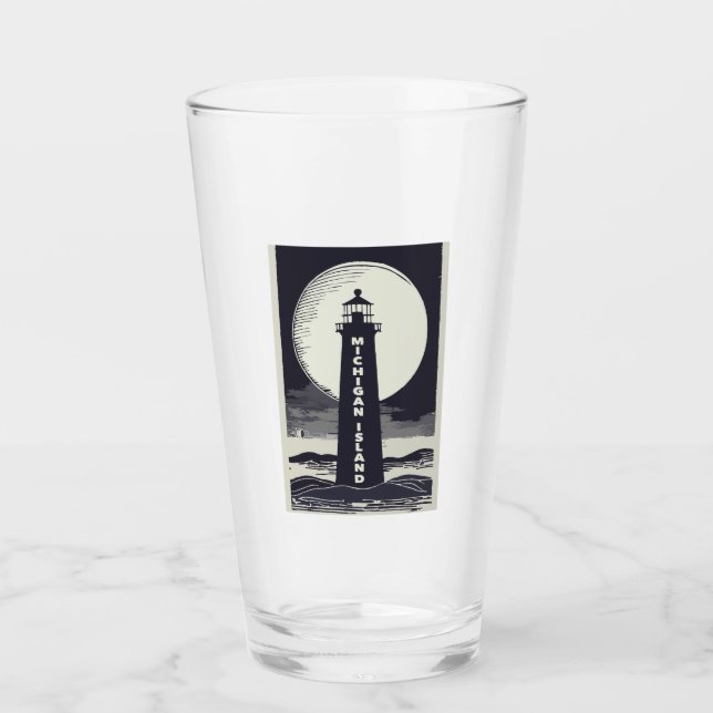 Michigan Island Lighthouse Moon Glass (Front)