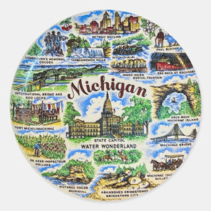 Michigan Landmarks Classic Round Sticker