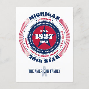 Michigan, Lansing, MI, Patriotic, Monogram Postcard