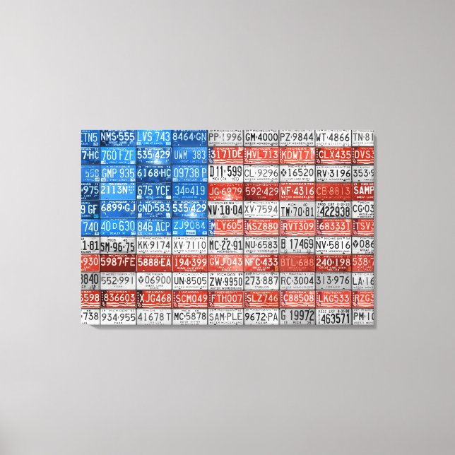 Michigan License Plate Flag of USA Wrapped Canvas (Front)
