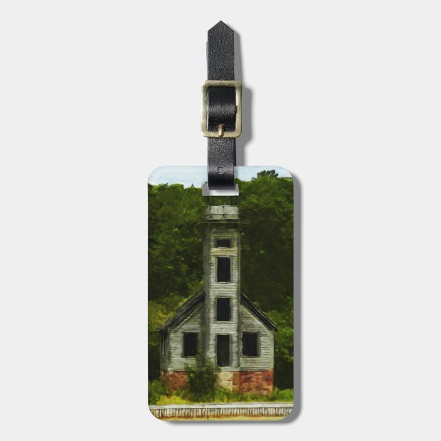Michigan Lighthouse Abstract Impressionism Luggage Tag (Front Vertical)