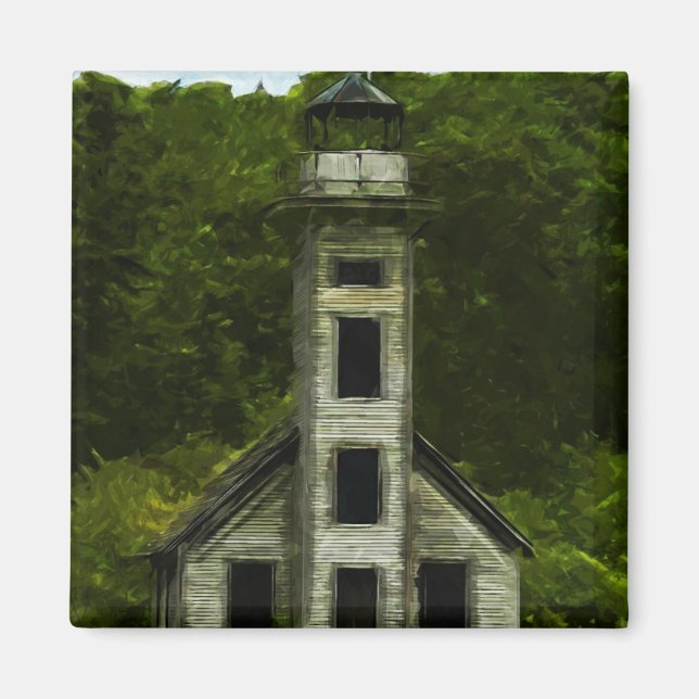 Michigan Lighthouse Abstract Impressionism Magnet (Front)