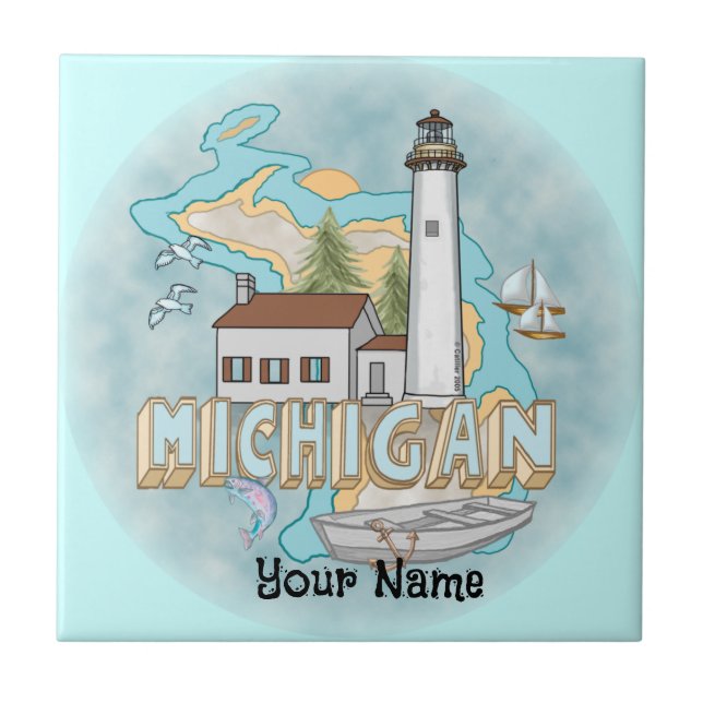 Michigan Lighthouse  tile (Front)