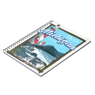 Michigan Lighthouse travel poster!. Notebook