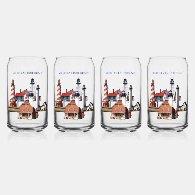 Michigan Lighthouses can glass (Front)