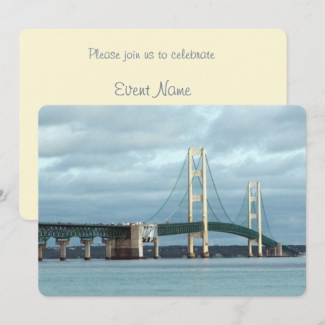 Michigan Mackinac Bridge Photo Invitation (Front/Back)
