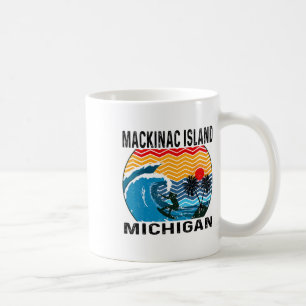Michigan Mackinac Island Surfboard Surfing Coffee Mug