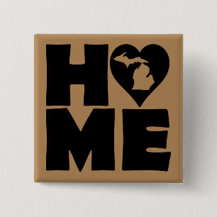 Michigan Maison Heart État Bouton Badge Épingle