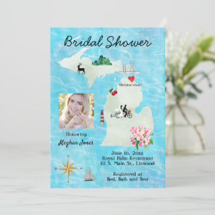Michigan Map Bridal Shower Invitation