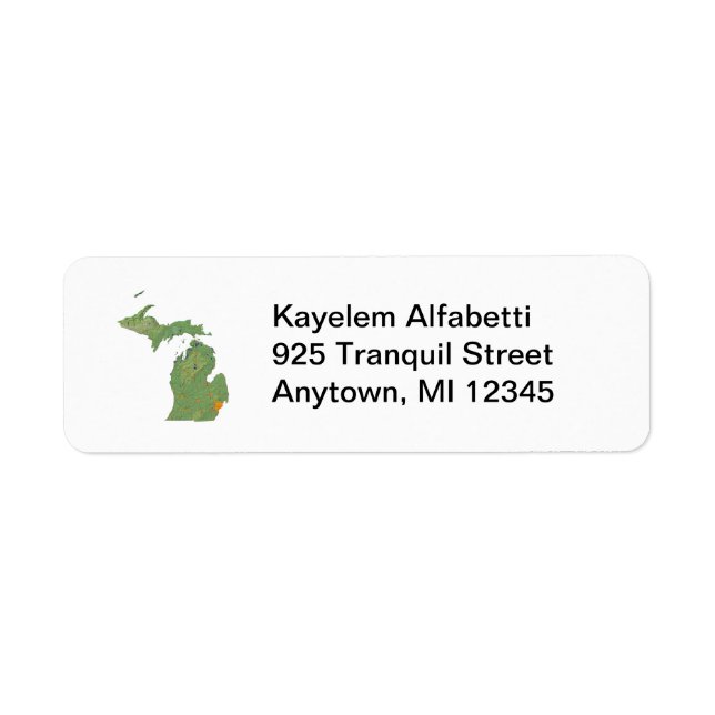 Michigan Map Return Address Label (Front)