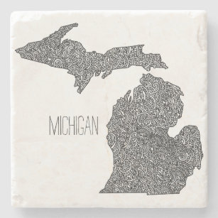 Michigan Map Stone Coaster