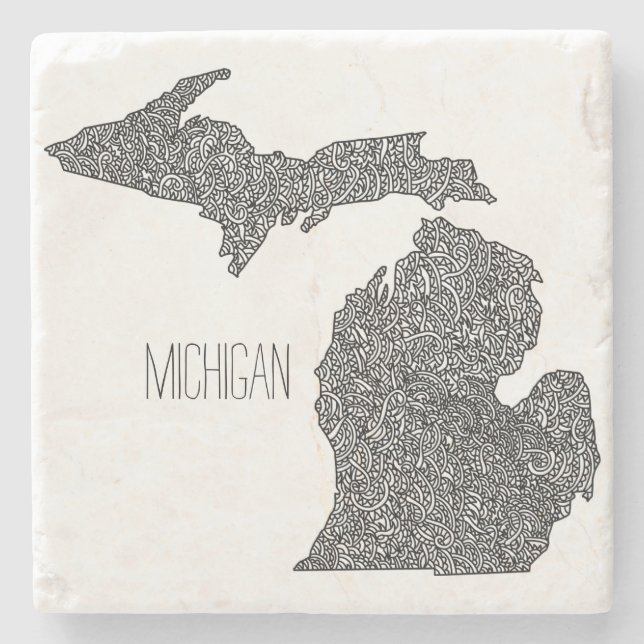 Michigan Map Stone Coaster (Front)