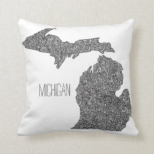 Michigan Map Throw Pillow