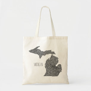 Michigan Map Tote Bag
