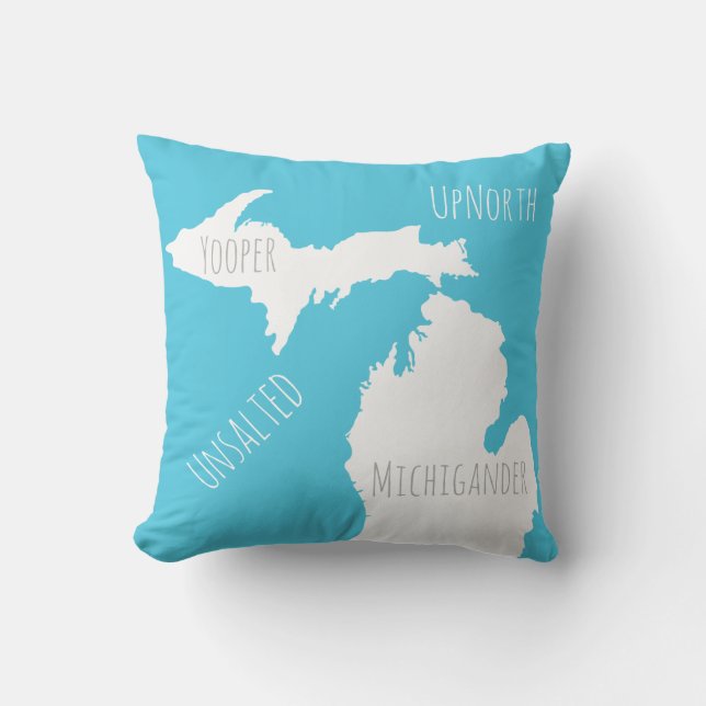 Michigan Map Yooper Unsalted Michigander Throw Pillow (Front)