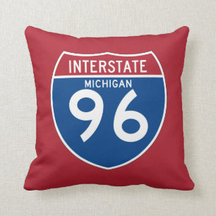 Michigan MI I-96 Interstate Highway Shield - Throw Pillow