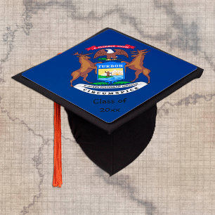 Michigan & Michigan Flag - Students / University Graduation Cap Topper