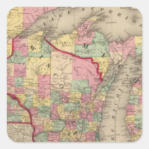 Michigan, Minnesota, and Wisconsin 2 Square Sticker