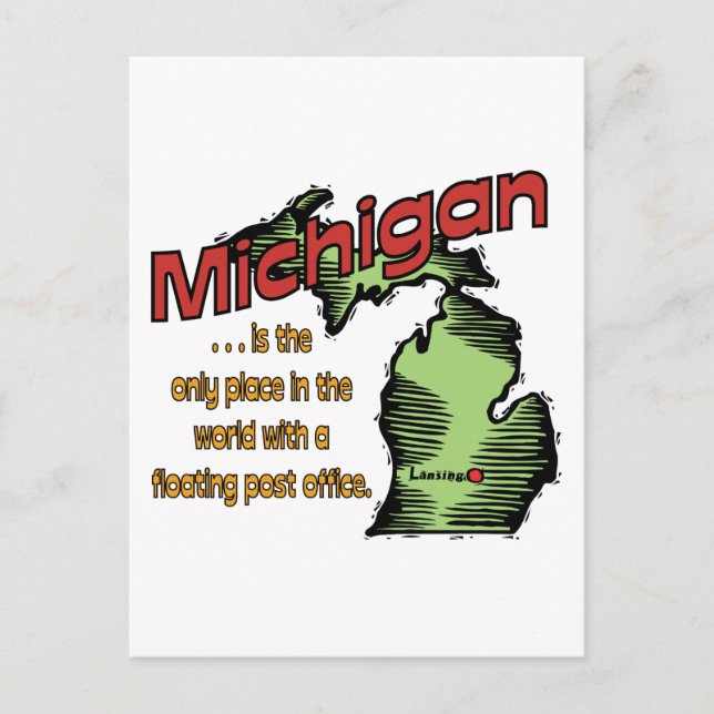 Michigan Motto ~ Worlds Only Floating Post Office Postcard (Front)