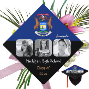 Michigan, Multi Photo grad hat, Michigan Flag Graduation Cap Topper