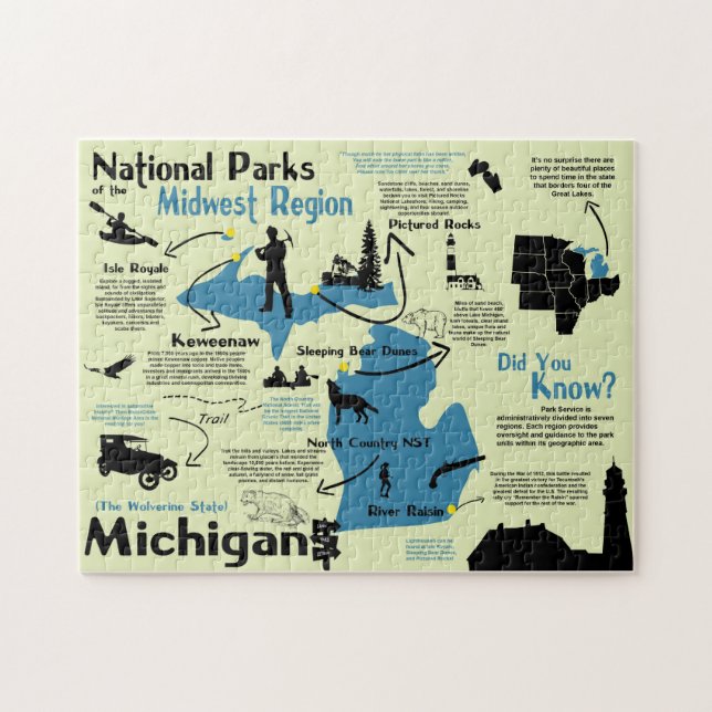 Michigan National Parks Infographic Map Jigsaw Puzzle (Horizontal)