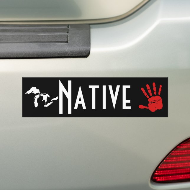 Michigan Native American MMIW Red Hand Auto Bumper Sticker (On Car)